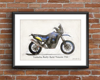 Yamaha Rally Raid Tenere 700 [3 sides] , art sketch poster [no frame]