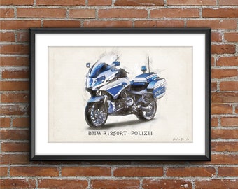 BMW R 1250 RT - POLIZEI, art sketch poster [no frame]