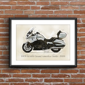 BMW K1600 Grand America Guide (2020), art sketch poster [no frame]