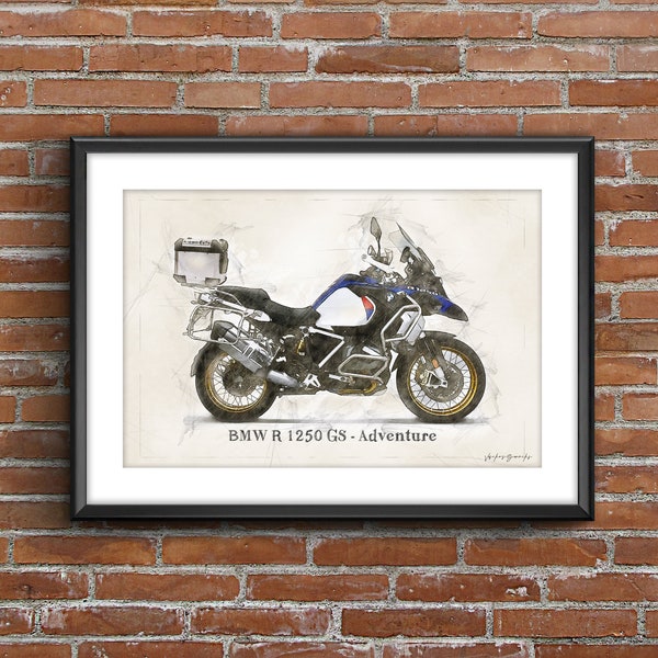 BMW R 1250 GS Adventure, affiche de croquis d'art [sans cadre]