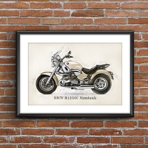 BMW R 1200 C モントーク、アートスケッチポスター[フレームなし]