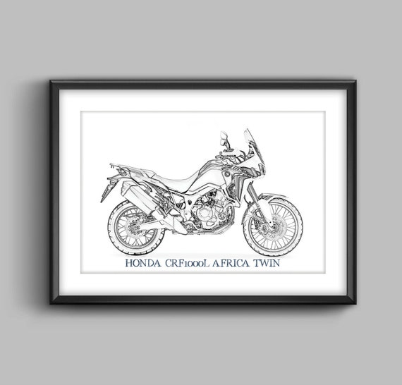 HONDA CRF1000L AFRICA TWIN (2016-on), Art Sketch Poster [no Frame