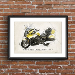 BMW K 1600 Grand America - 2018, art sketch poster [no frame]