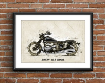 BMW R18 2021, art sketch poster [no frame]