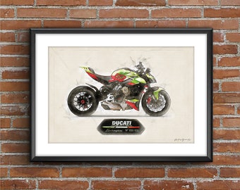 Ducati STREETFIGHTER V4 Lamborghini, art sketch poster [no frame](send me the serial number)