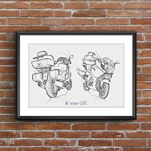 BMW K1600GTL- Front / Rear, art sketch poster [no frame]