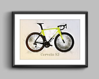 Cervelo S3 – サイクリングプリント - アートスケッチポスター 