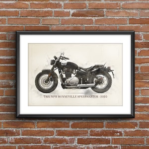 Triumph Bonneville Speedmaster - 2020, art sketch poster [no frame]
