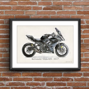 Kawasaki Ninja 650 - 2017, art sketch poster [no frame]