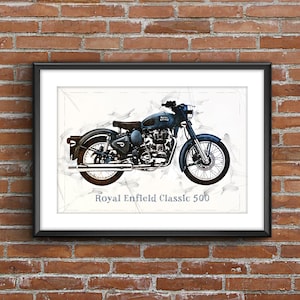 Royal Enfield Classic 500, art sketch poster [no frame]
