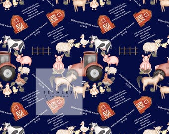 old McDonald, macdonald had a farm, seamless digital design pattern