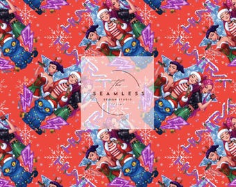 K pop, christmas, huntrix, demon hunter, seamless digital file