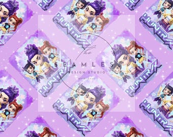 Kpop, demon hunters, huntrix, seamless, digital seamless pattern