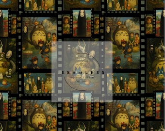 totoro, Studio Ghibli seamless pattern, digital download