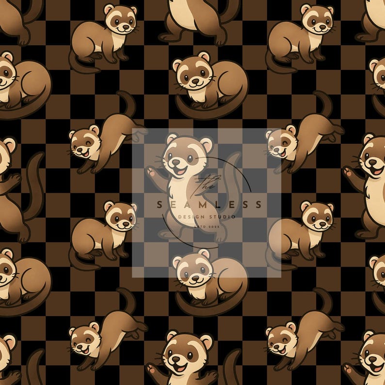 Ferret, Seamless Pattern, Digital Download, Animals, Pets - Etsy