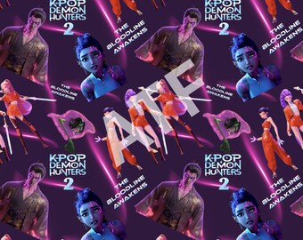 K POP 2 demon hunters, huntrix, digital file download seamless pattern
