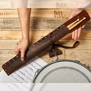 Custom drumstick bag, Drumstick holder set, Drumstick accessory, Drumstick case kit, Leather drumstick, Leather drum case, Gift for drummer