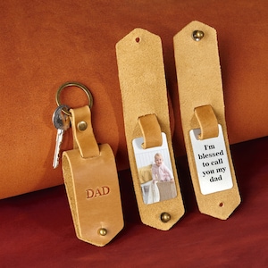 Lederen foto sleutelhanger cadeau, herencadeau, leren foto sleutelhanger cadeau, verjaardag sleutelhanger cadeau, cadeau pasgeboren eerste keer