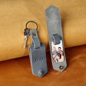 Aangepaste fotosleutelhanger voor mannen, vaderdag herencadeau, aangepaste leren sleutelhanger, gepersonaliseerde sleutelhouder, fotosleutelhanger, gepersonaliseerd cadeau