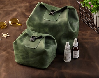 Damen Make-up Accessoire, Leder Kulturtasche, Kosmetiktasche zum Muttertag, Geschenk für Frauen, Gebüsch Organizer, Kosmetiktasche aus Leder, Hochzeitsgeschenk für Sie