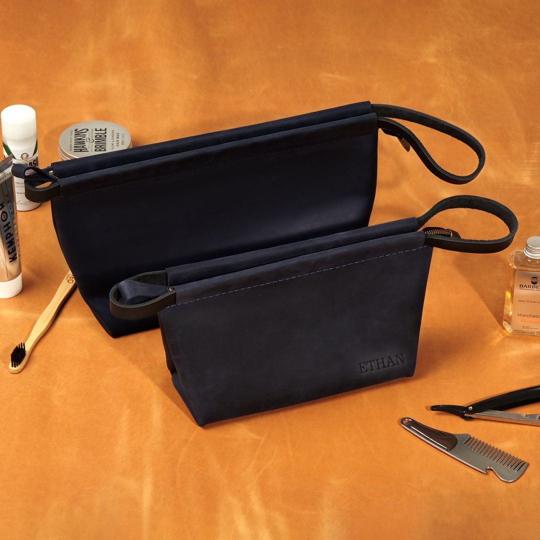 Leather Wash Bag Mens Dopp Kit Gift Mens Toiletry Bag Mens Etsy