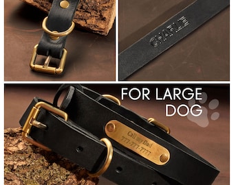 Collar with number, Leather dog collar, Dog collar ID tag, Waterproof collar, Dog collar with name, Adjustable collar ID, Collar with number