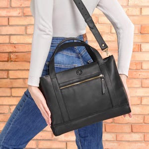 Sacoche en cuir pour ordinateur portable, Sacoche pour ordinateur portable personnalisée, Sac de travail avec bandoulière, Porte-documents en cuir, Sac messager pour femme, Sac de bureau en cuir, Sac fourre-tout avec fermeture à glissière