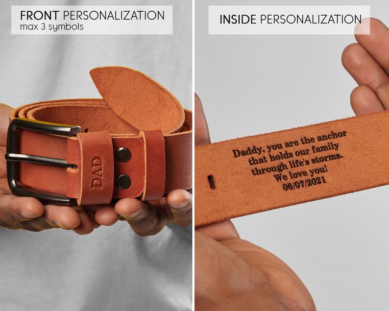 Personalized leather belt gift, mensgift, engraved belt for jeans, wedding gift, personalized men belt, husband anniversary gift image 3