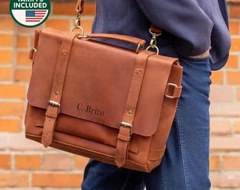 Mens leather messenger bag, leather laptop bag for men, mens leather satchel, leather briefcase, leather shoulder bag for him