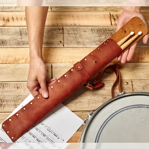 Gift for musician, Custom drumstick bag mens gift, Drumstick holder set, Drumstick case kit, Gift for drummer, Leather drum case