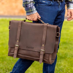Porte-documents personnalisé pour homme, sac pour ordinateur portable monogrammé pour lui, sac cartable pour homme, sac de travail fin pour mari