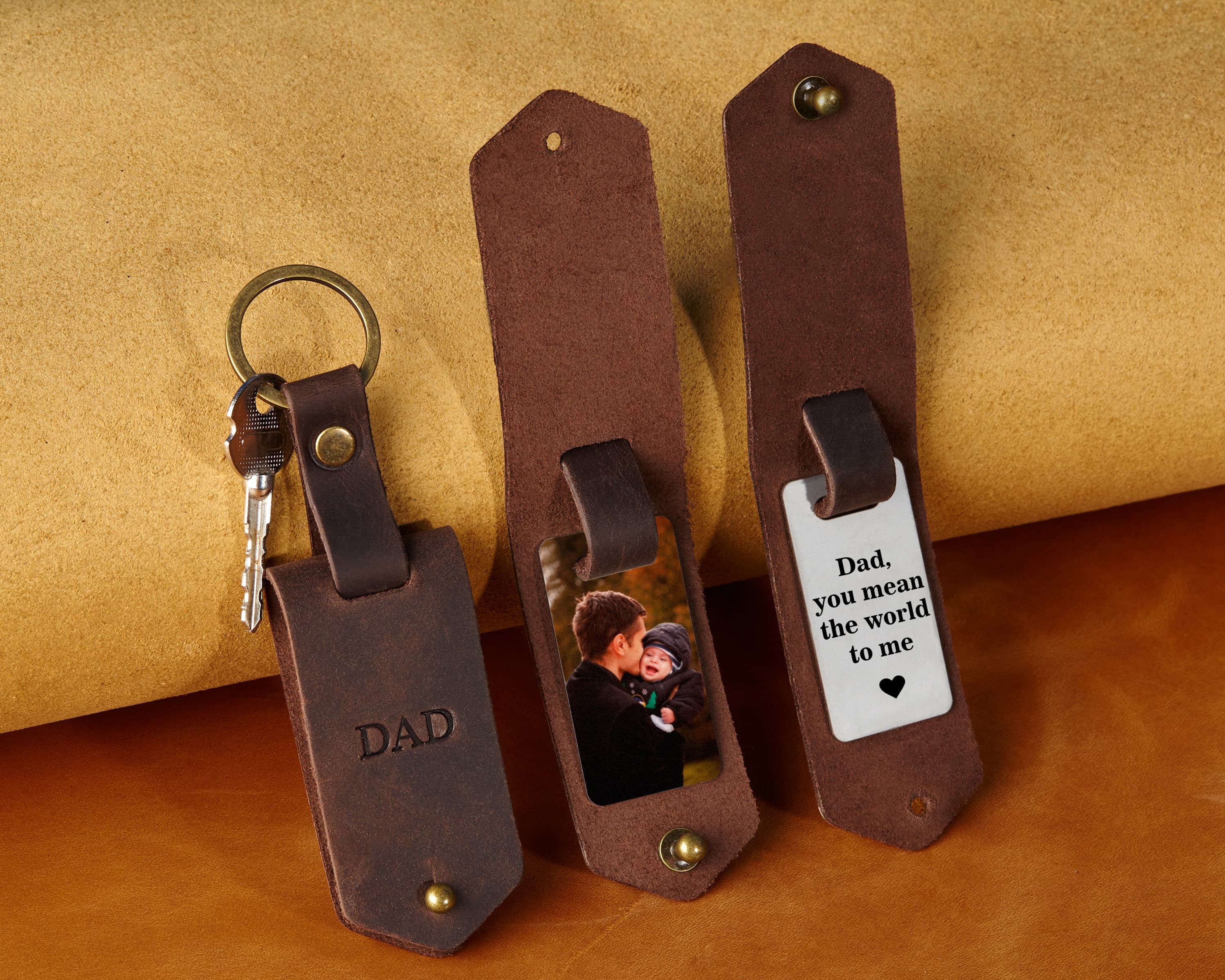 Mens Gift, Mens Accessory, Photo Keychain Gift, Leather Keyring Mens ...