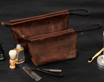 Ensemble de trousse de voyage, trousse de toilette pour homme, trousse de toilette pour homme, accessoire cadeau pour homme, trousse de toilette en cuir, trousse de toilette en cuir, trousse de toilette en cuir