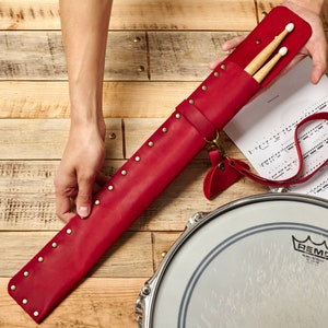 Leather drum case,drumstick bag, Drumstick holder set, Leather drumstick, Drumstick case kit, Gift for drummer, Leather drum case