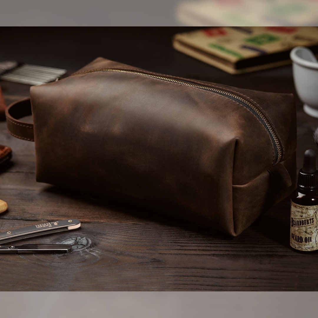 Custom Leather Toiletry Bag Fathers Day Mens Gift Etsy Canada