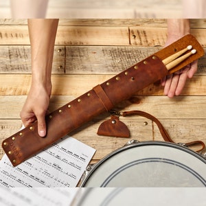 Drumstick holder set,  mens drumstick bag, Drumstick case kit, Drumstick accessory, Leather drumstick, Gift for drummer, Leather drum case