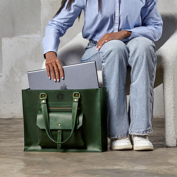 Custom Leather Briefcase, Work Bag, Messenger Bag Women, Tote Bag