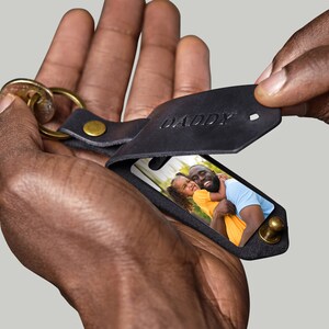 Cadeau voor mannen, gepersonaliseerd sleutelhangercadeau voor hem, leren fotosleutelhanger, fotosleutelhanger, fotosleutelhanger, fotosleutelhanger