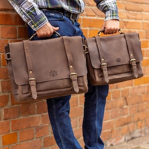 Sacoche pour ordinateur portable en cuir personnalisée, porte-documents pour homme, sacoche à monogramme, sac de travail messager, sac de bureau personnalisé
