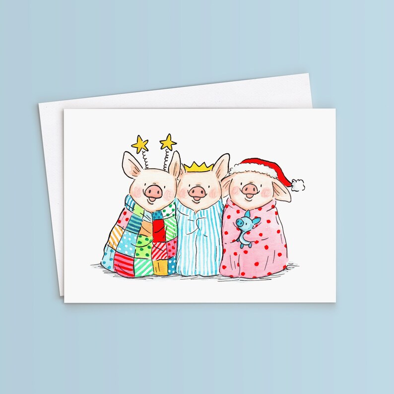 Pigs in Blankets Christmas Card Seasonal Holiday Card Etsy