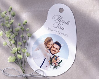 PRINTED Wedding Tags, Personalized Wedding Tags, Photo Tags, Custom Gift Tags, Wedding Favor Tags, Personalized Tag, Thank You Tag. (T05W1)