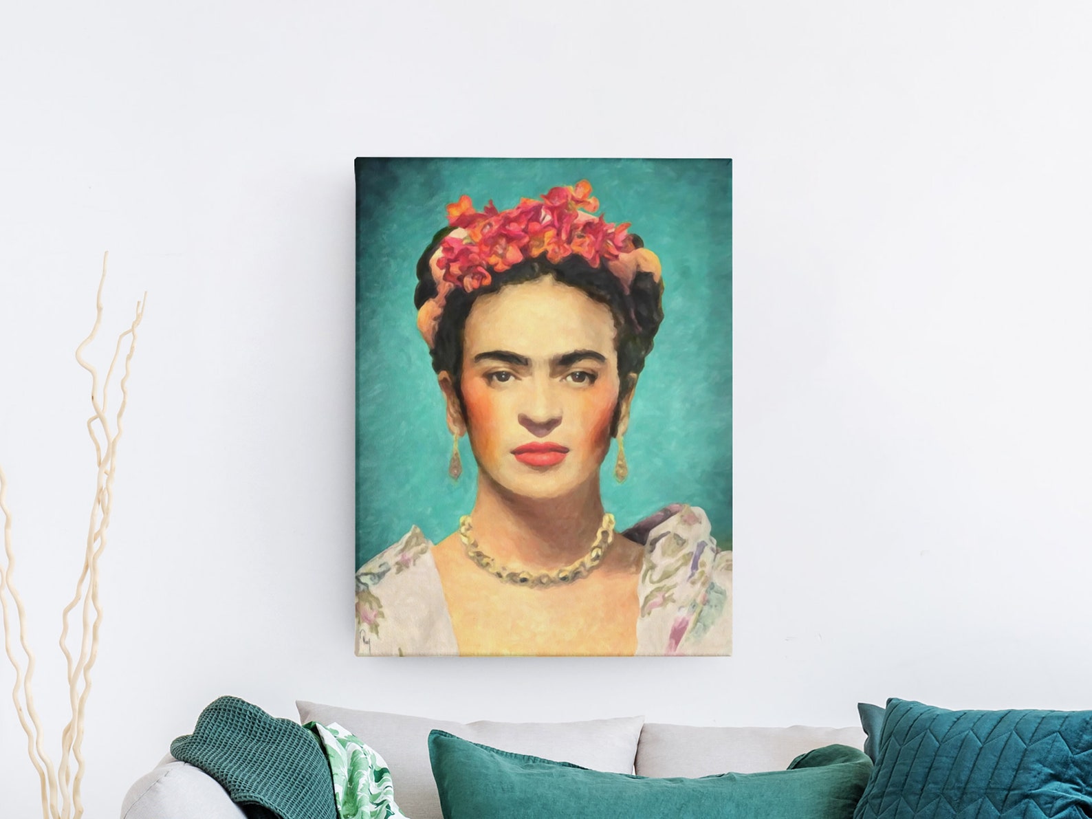 Frida Kahlo Art Framed Canvas Vintage Style Wall Hangings | Etsy