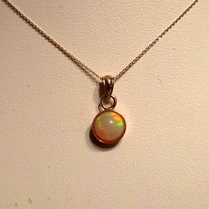 Opal Necklace, 14K Gold Opal Necklace, Petite Opal Necklace, Opal Pendant on 18 inch 14K Yellow Gold Chain, 14K Petite Opal Drop Necklace