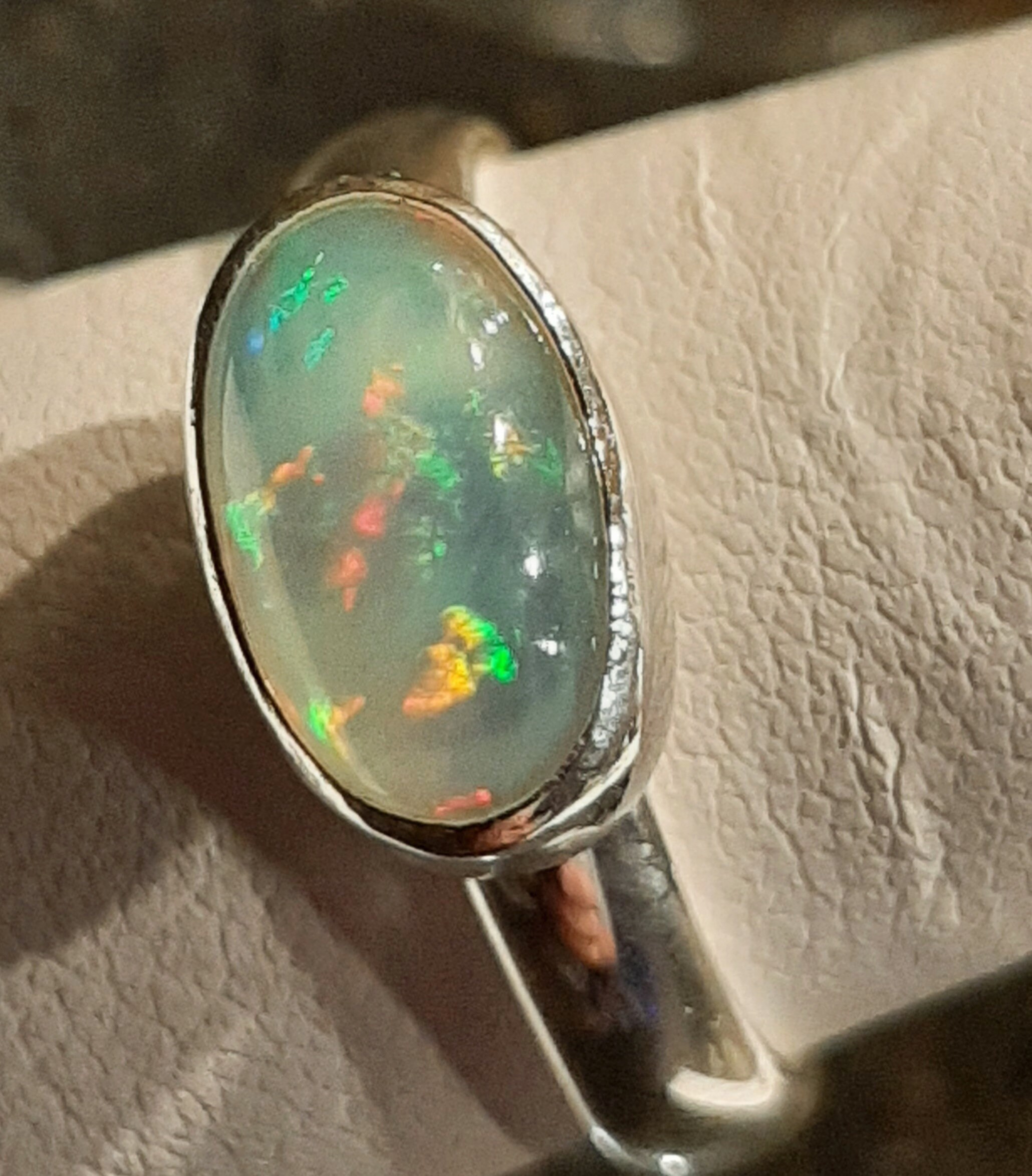 Large Rainbow Opal Ring East to West Opal Ring 2.1 Ct Opal Etsy