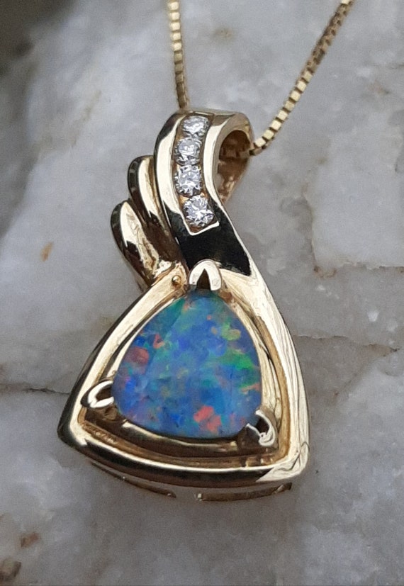 Opal Necklace, 14K Opal Necklace, (Doublet), Opal 