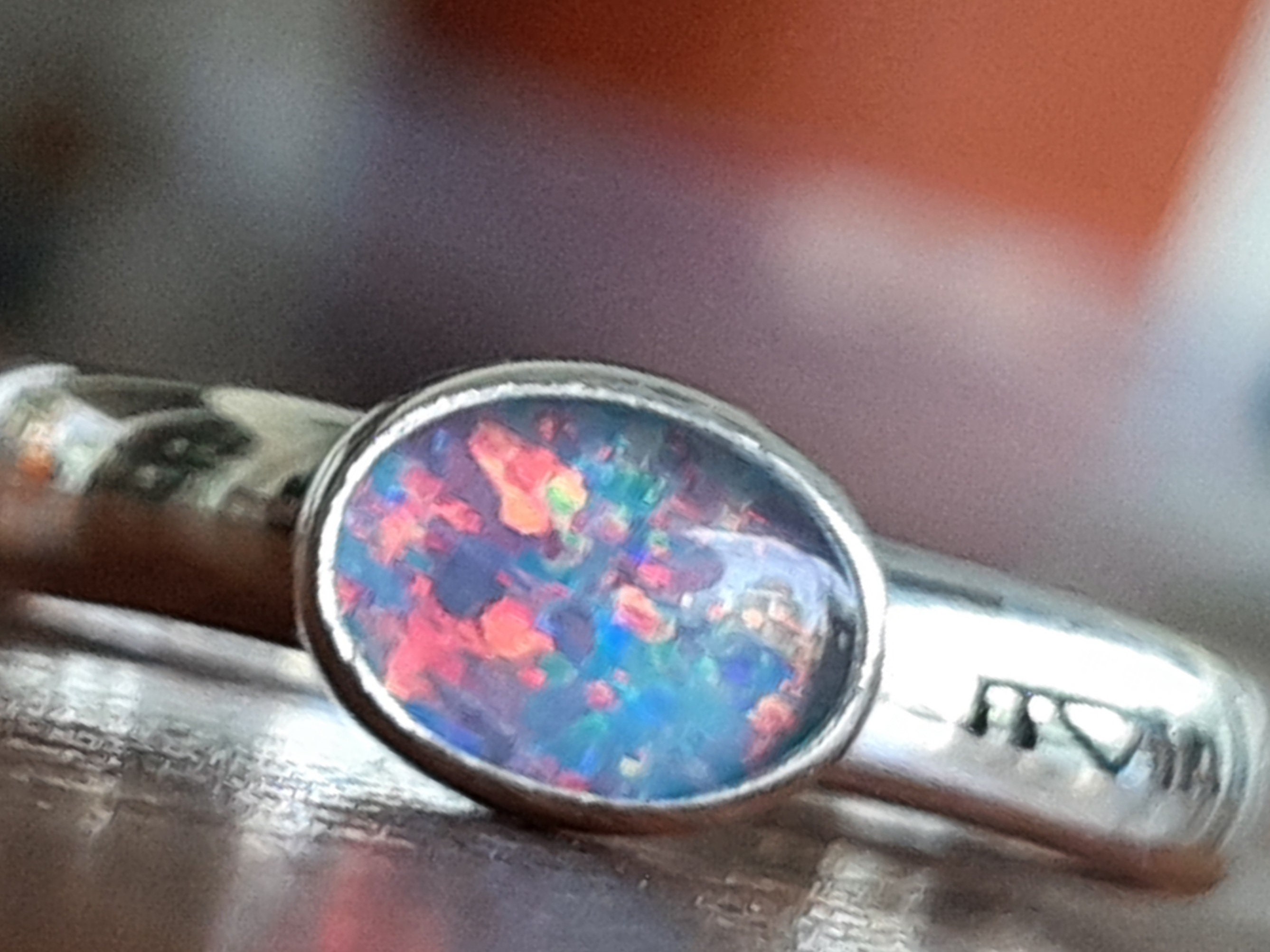 Black Opal Ring East West Opal Doublet Ring Blue Black Red Etsy