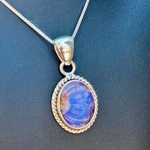 Boulder Opal Necklace, Australian Boulder Opal Sterling Silver Pendant, Colorful Boulder Opal Pendant, Boulder Opal 1.5 Inch Drop Pendant