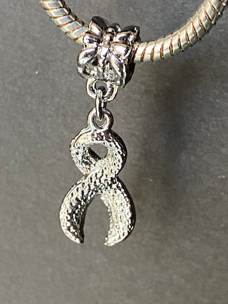 Dangle Pink Rhinestone Breast Cancer Ribbon Bead Charms Etsy