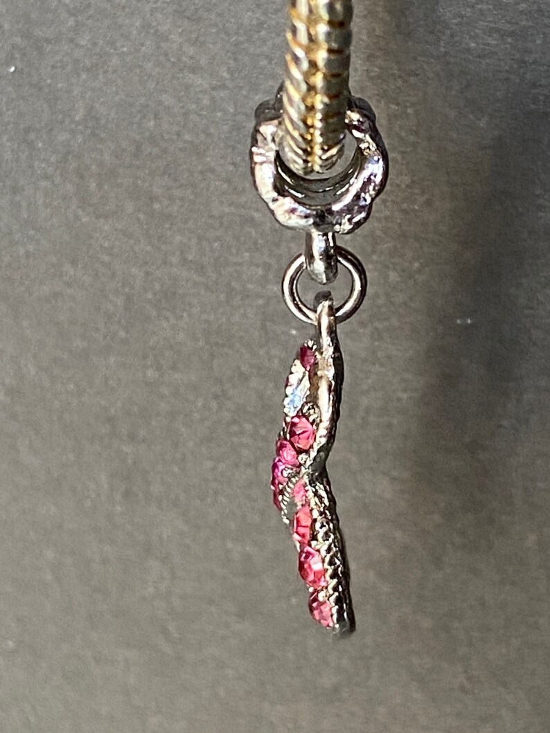 Dangle Pink Rhinestone Breast Cancer Ribbon Bead Charms Etsy