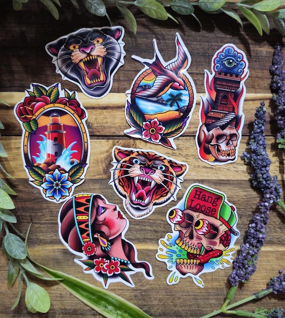 Traditional Tattoo Sticker Pack - Etsy
